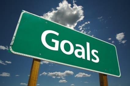 Image of a street sign that says "goals"